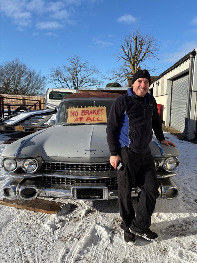 Ant and Ecto-1 on arrival Arrival of Ecto-1 to Essex. Ant looking proud.